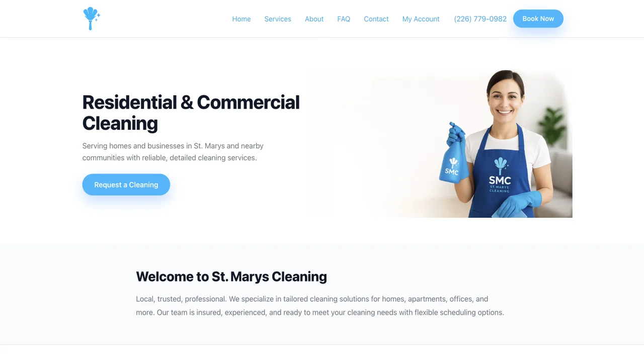 St. Marys Cleaning website screenshot