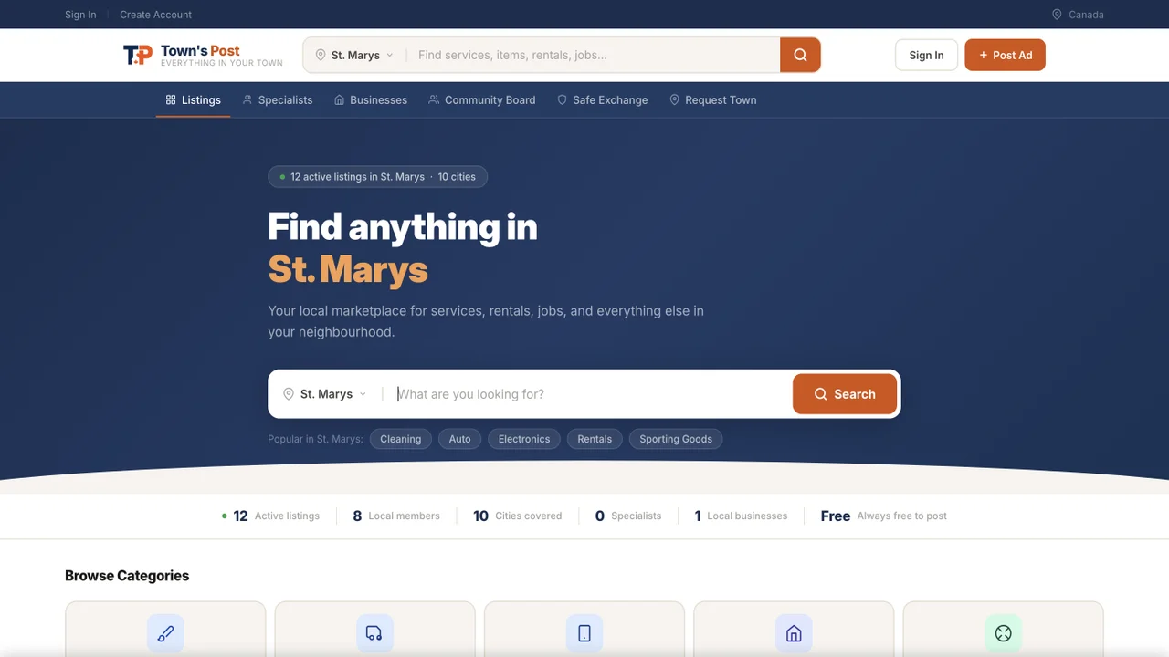 Townspost website screenshot